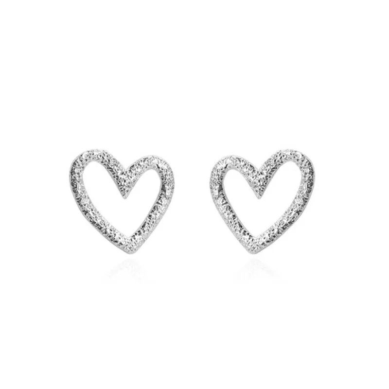 Boucles d'oreilles en forme de cœur plaqué argent 925 pour femmes et filles, bijoux simples, cadeau de mariage, fête d'anniversaire, eh049