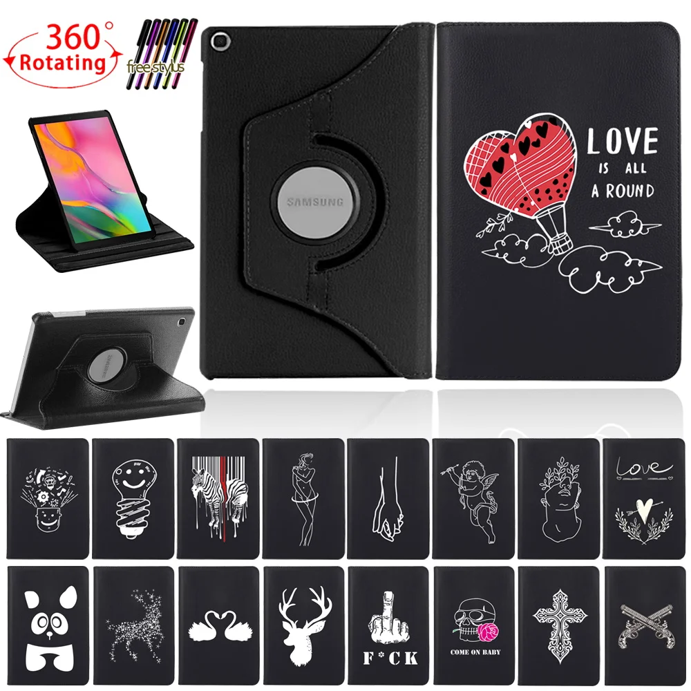 

For Samsung Galaxy Tab A8 10.5 2021/Tab A 10.1 2019/360 Degree Rotating Tablet PU Leather Stand Case for Tab S6 Lite P610/Tab A7