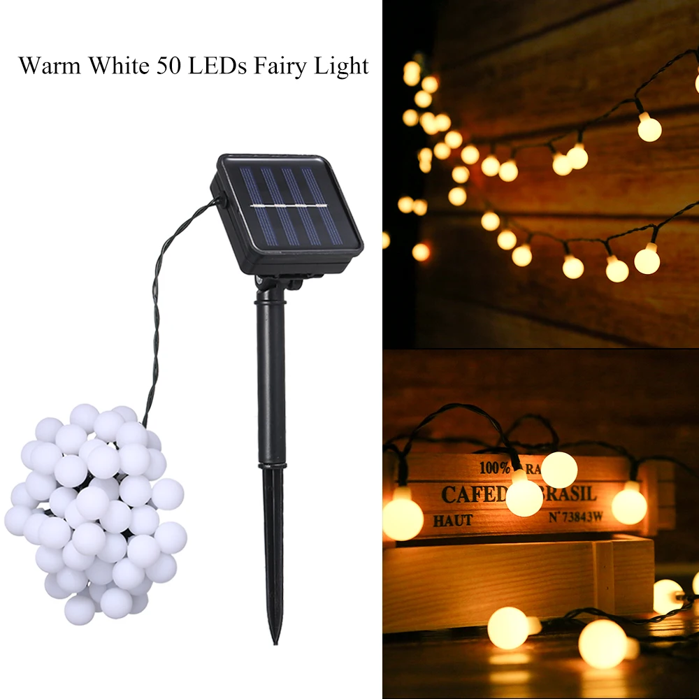 Led Solar String Lights Outdoor Crystal Fairy Light Waterproof Solar Powered Patio Light For Garden Party Decor