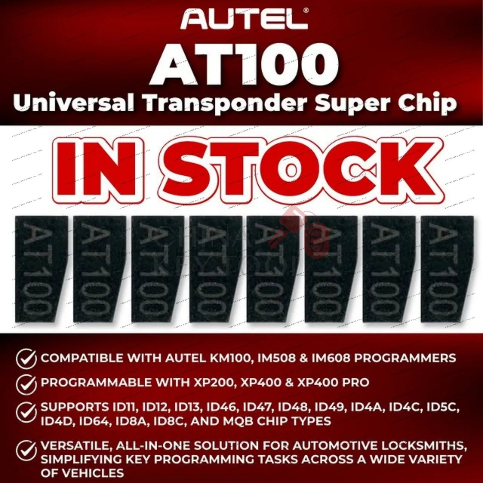 5PCS Versione più recente originale Autel AT100 Chip transponder universale compatibile con KM100, IM508, IM608