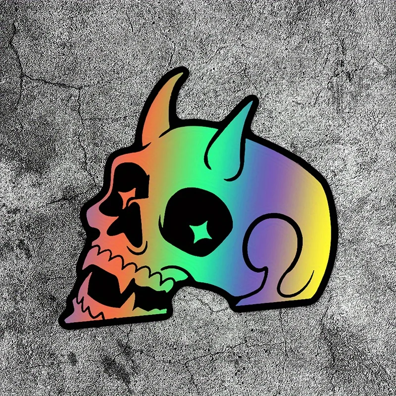 

2D Flat Demon Skull Peeking Vinyl Sticker, Waterproof Durable Decal for Cars & Motorcycles