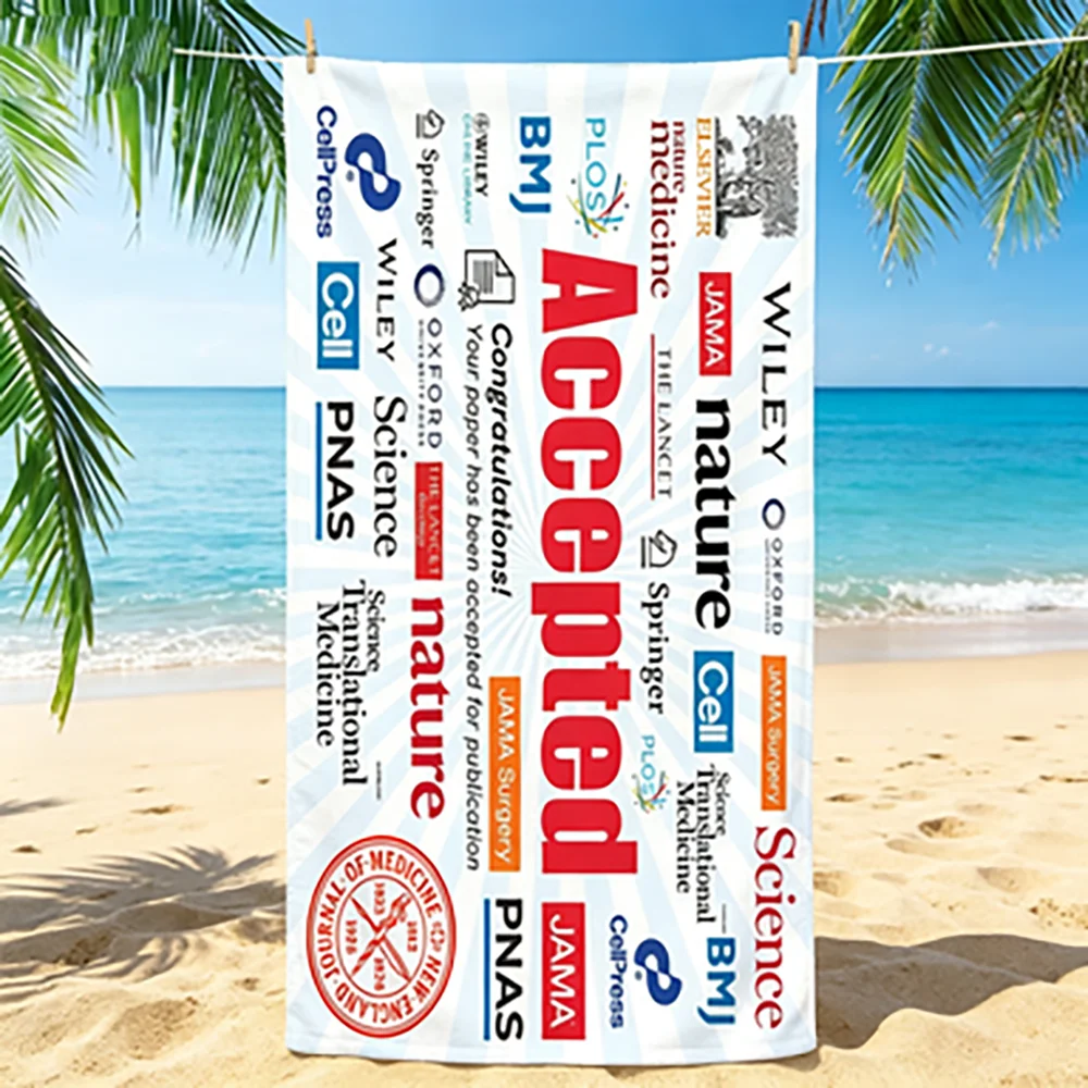 Scientific Research Peripheral Journal Printed Swimming Bath Towel Water-Absorbent Quick-Drying Sun-Protection Beach Towel