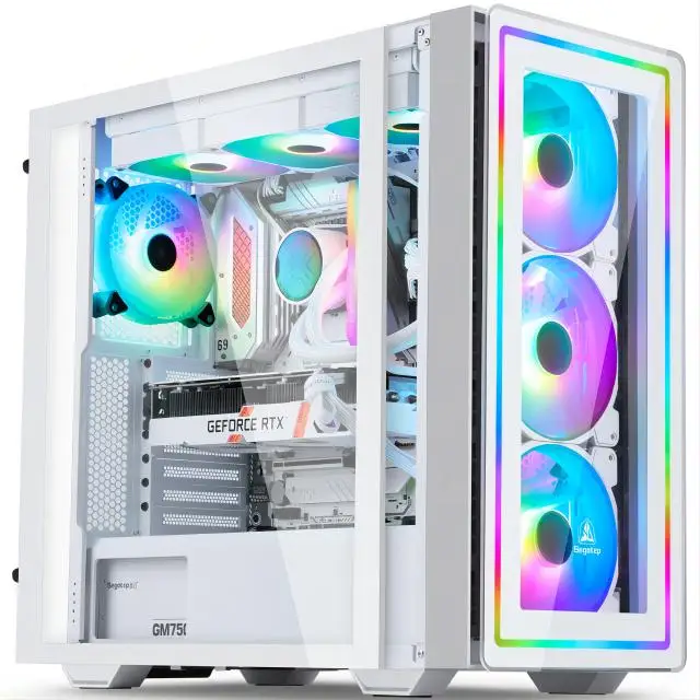 AOTESIER Gaming PC core i7 CPU With 16G RAM 256G SSD HD4600 ATX/ITX/M-ATX full view side panel Temper Glass Front pc gamer