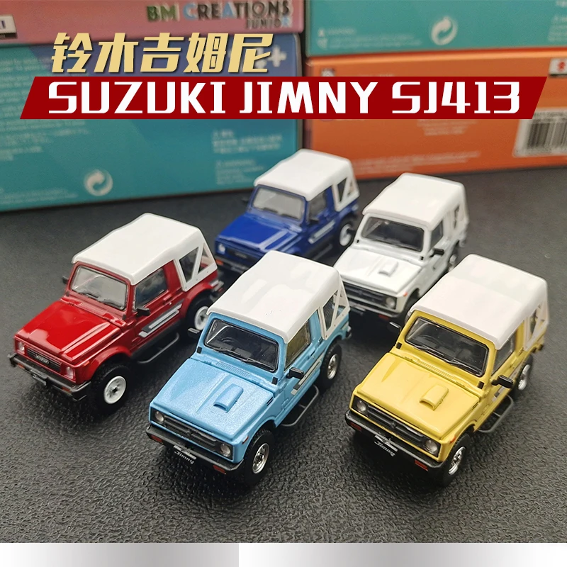 Bm liga fundida 1/64 suzuki jimny sj413 suv off-road requintado modelo de carro série adulto clássico coleção exibição presente menino brinquedo