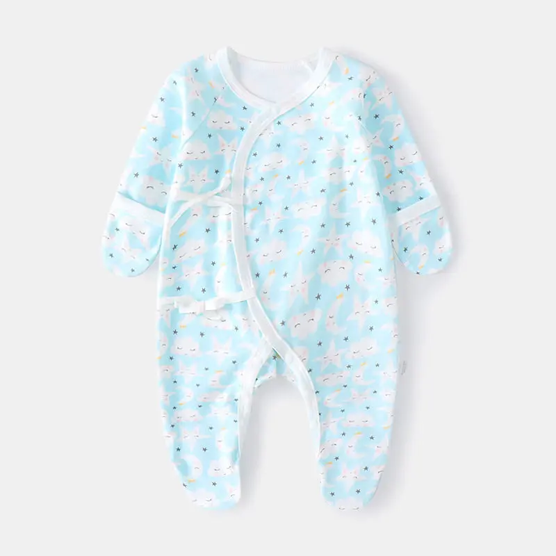 Newborn Jumpsuit Baby Boys Girls Cotton Rompers Infant With Anti - Scratch Glove Boneless Sewing Clothes 0-6 Month