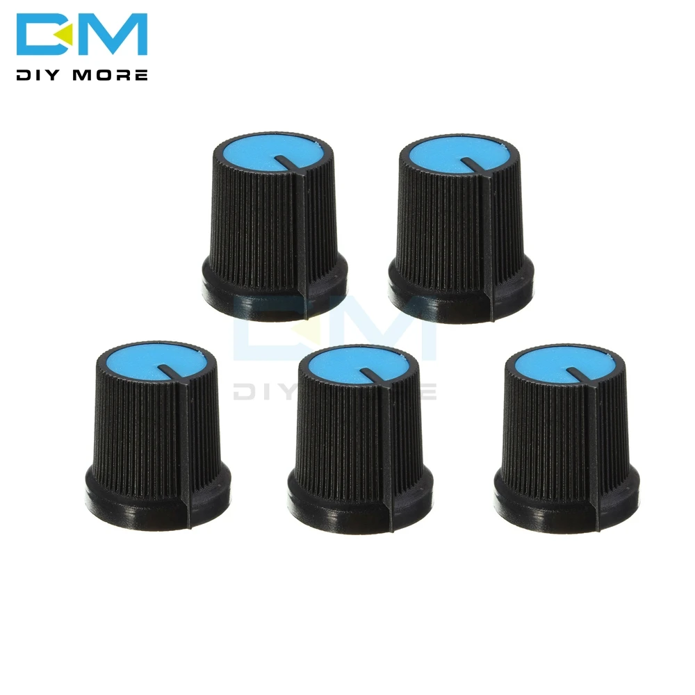 5PCS Black Knob Blue White Yellow Red Orange 5 Colors Face Plastic for Rotary Taper WH148 Potentiometer Knob Hole 6mm New Cap