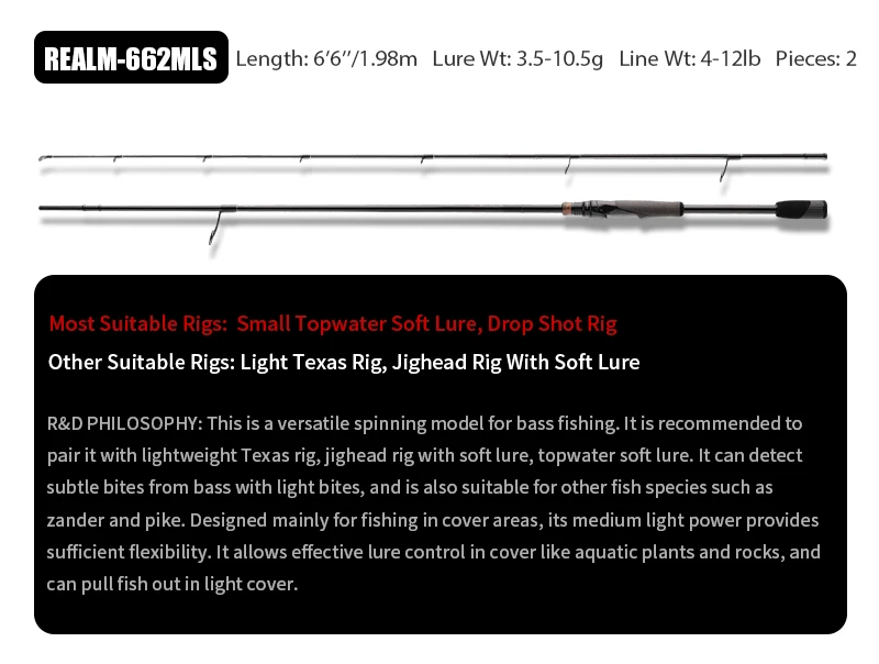 Purelure Realm Bass-Angelrute All M40X Toray Carbon Soft Bait Zander EX F/F Action mit Fuji SIC Ring für Spinning und Casting – Detail 18