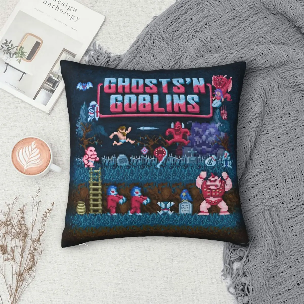 Goblins N' Ghosts Pillow Cover Video Game Fashion Pillow Case Soft Custom DIY Cushion Cover Pillowcases For Sofa Home Decoration