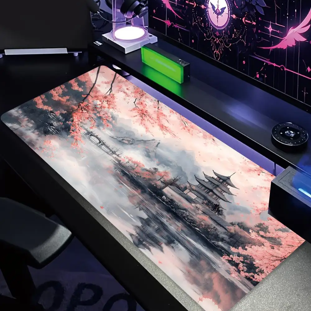 

Cherry Blossom and Mountain Scenery Design large Mouse Pad Desk Mat Gaming pad pc accessories keyboard mouse pads Office carpet