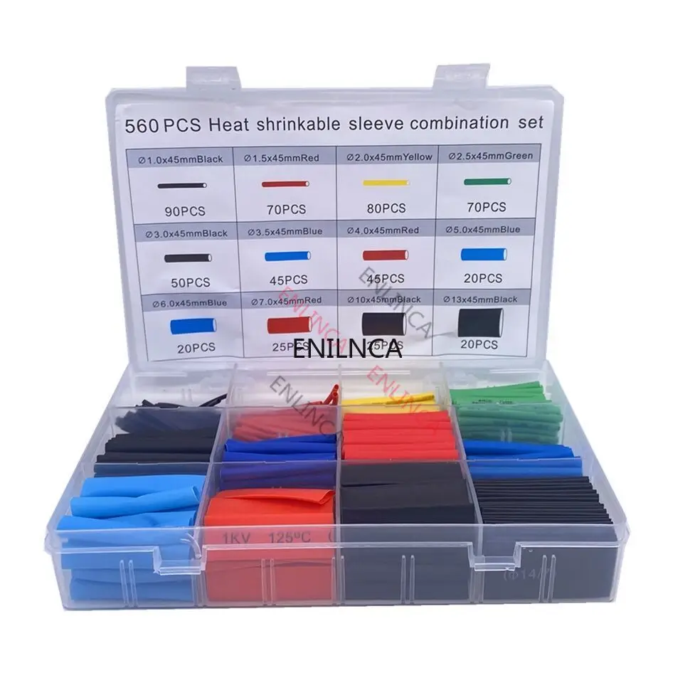 127-750pcs Heat-shrink Tubing Thermoresistant Tube Heat Shrink Wrapping Kit Electrical Connection Wire Cable Insulation Sleeving