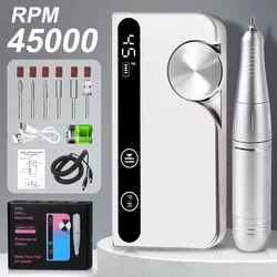 45000RPM Rechargeable Nail Drill Professional Low Noise Polishing Nail Machine Suitable for Gel Nail Polish Polishing Tool