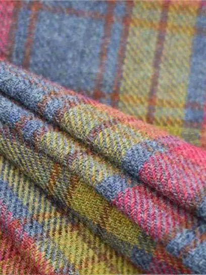 Harris Tweed Chunky Tweed Rainbow Check Handmade DIY Fabric Notebook Bag Woolen Material Autumn Winter Fashion Accessories