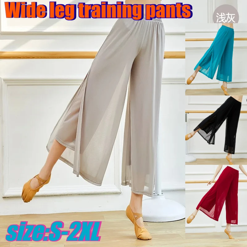 Modern Dance Pants For Women Mesh Nylon Loose Wide Leg Dancing Trousers Chinese Classical Dance Daily Ladies Yoga Pants