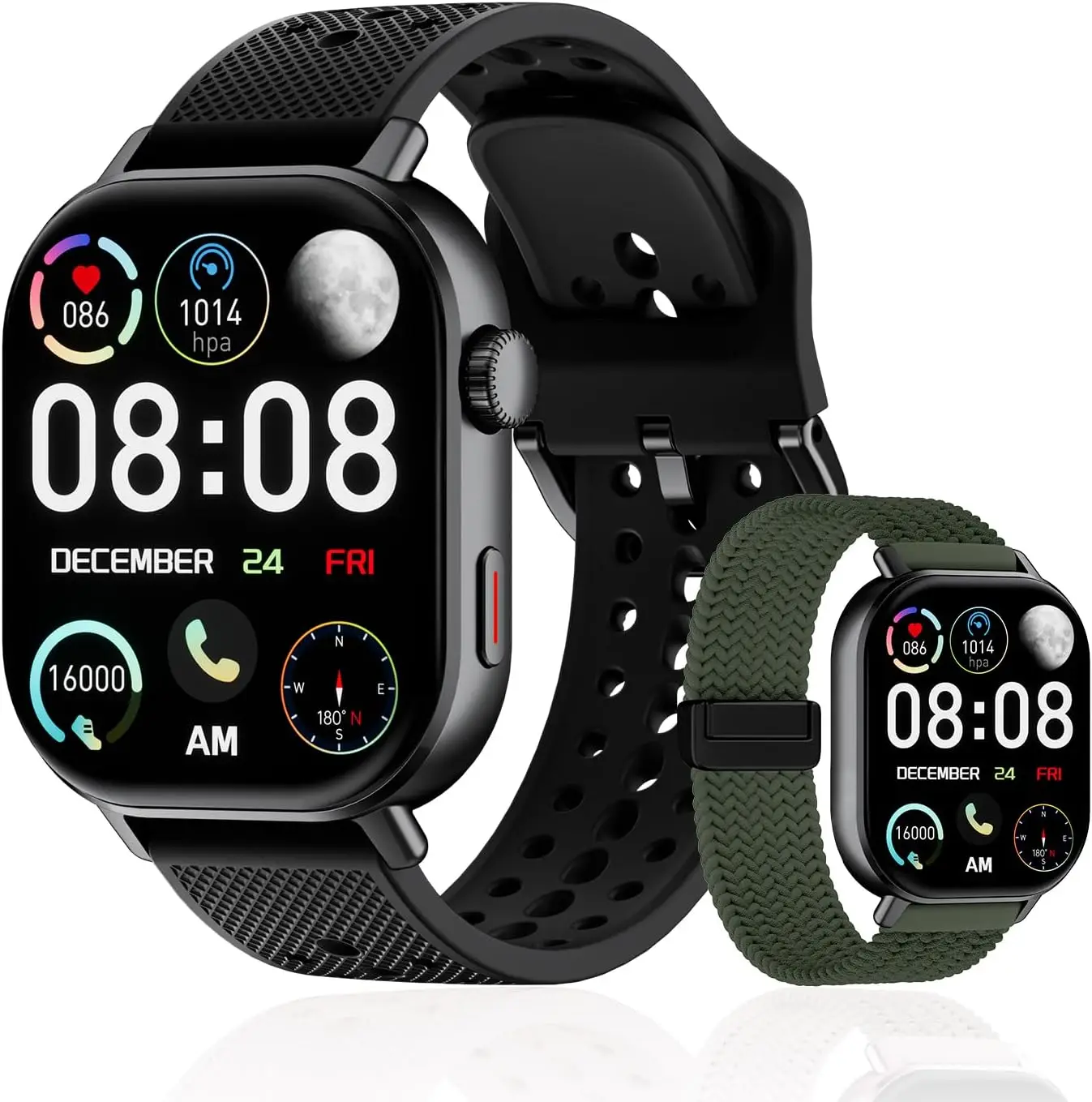 Smart Watch with Dual Bands: Track Steps, Heart Rate, GPS for Running & Swimming, Waterproof Health Monitor for Men and Women