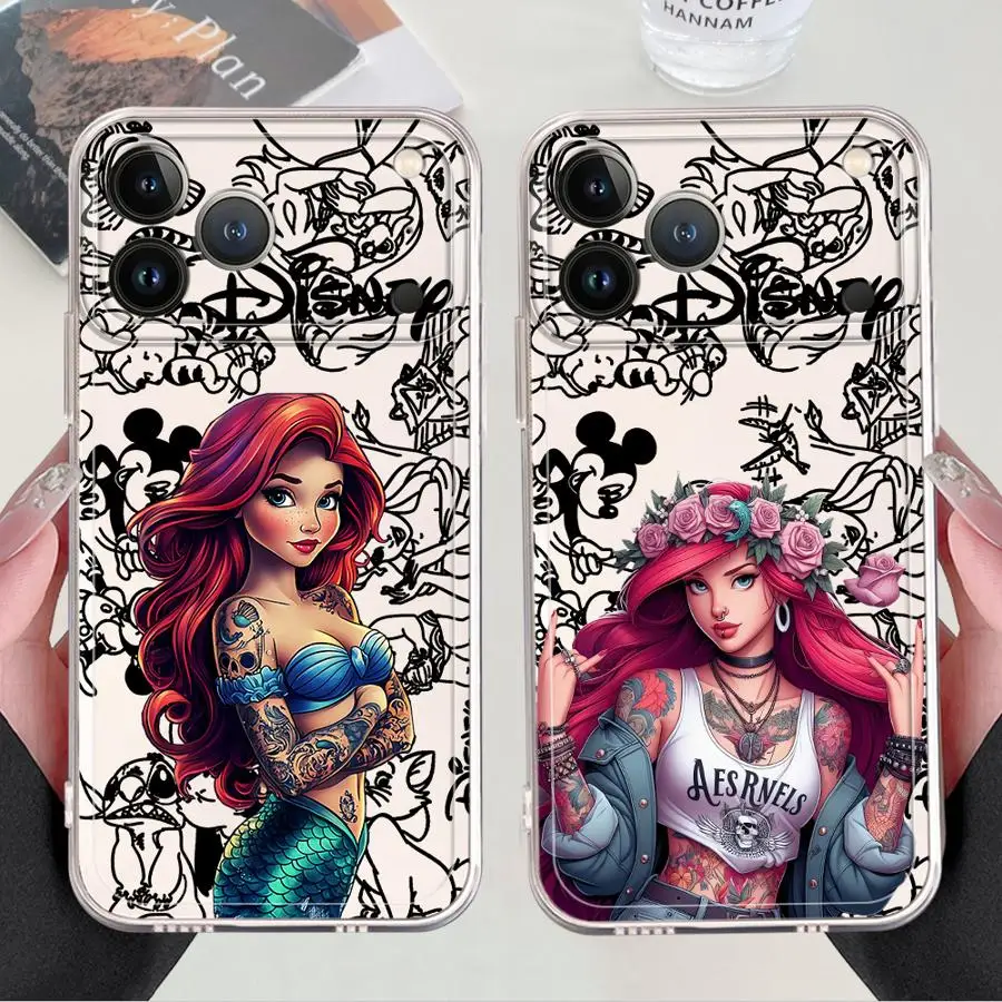 เคสโทรศัพท์ลายเจ้าหญิงแอเรียลจากดิสนีย์ สำหรับ iPhone 17 Air XR 7 8 16e 13 12 11 Pro MAX 12 Mini 16 15 14 Plus  แบบนิ่ม