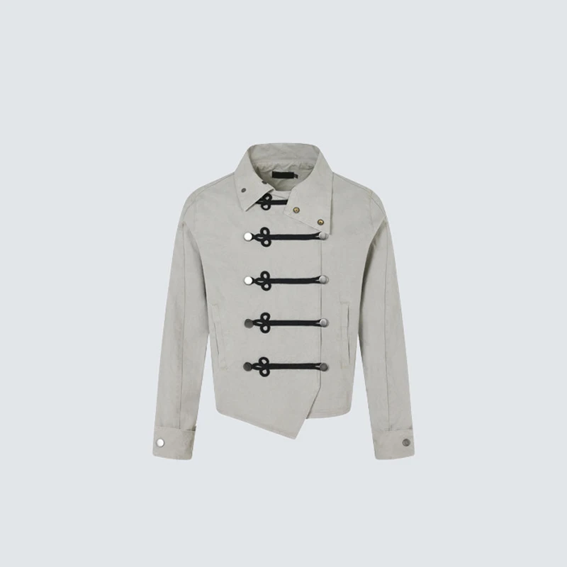 New Chinese Style Stand Up Collar Short Jacket Court Style Breasted Irregular Hem Top Men's And Women's Casual Jacket Y2k
