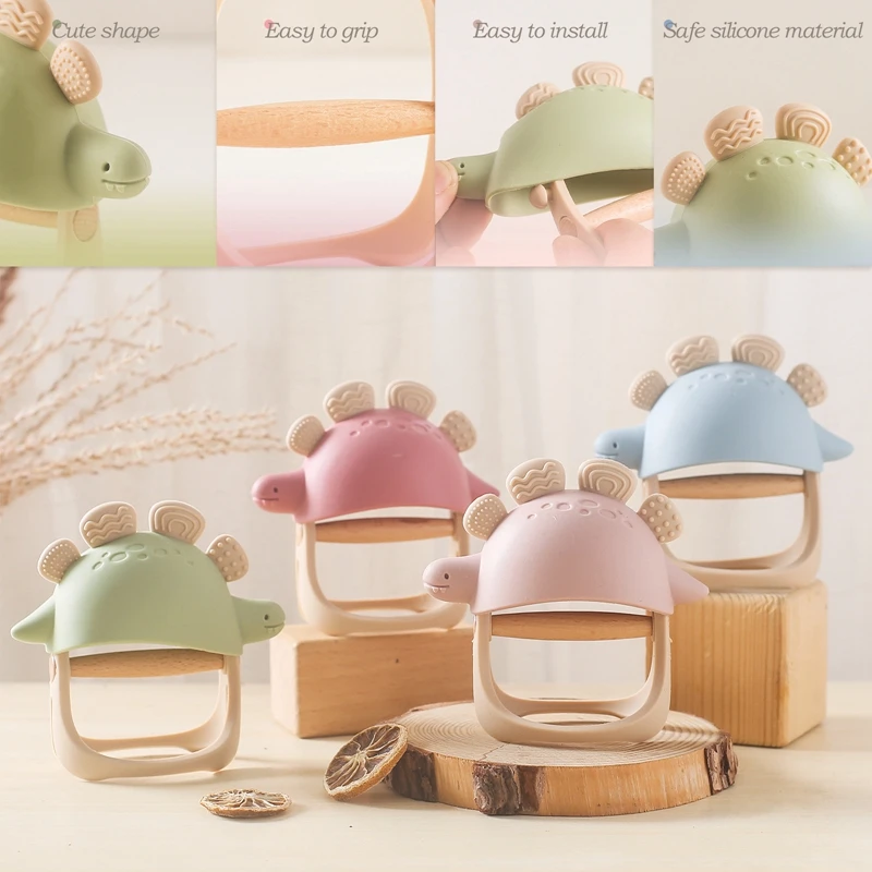 Baby Teether Toys Dinosaur Gloves Teether Silicone Newborn Training Grip BPA Free Food Grade Baby Anti-biting Teething Toy Gift