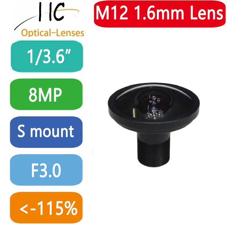8 MegaPixel M12-Mount 1.6mm fish-eye lens 1/3.6'' format board lens F3.0 fixed Iris FA/Machine Vision lens CCTV lens