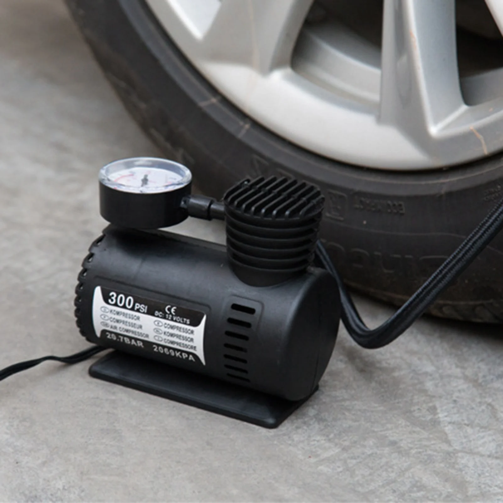 Bomba Inflator Pneu de Carro Portátil, 300PSI, 12V, Mini Compressor de Ar, Linha 2 Meter, Multi-Purpose, Emergência Road Trip