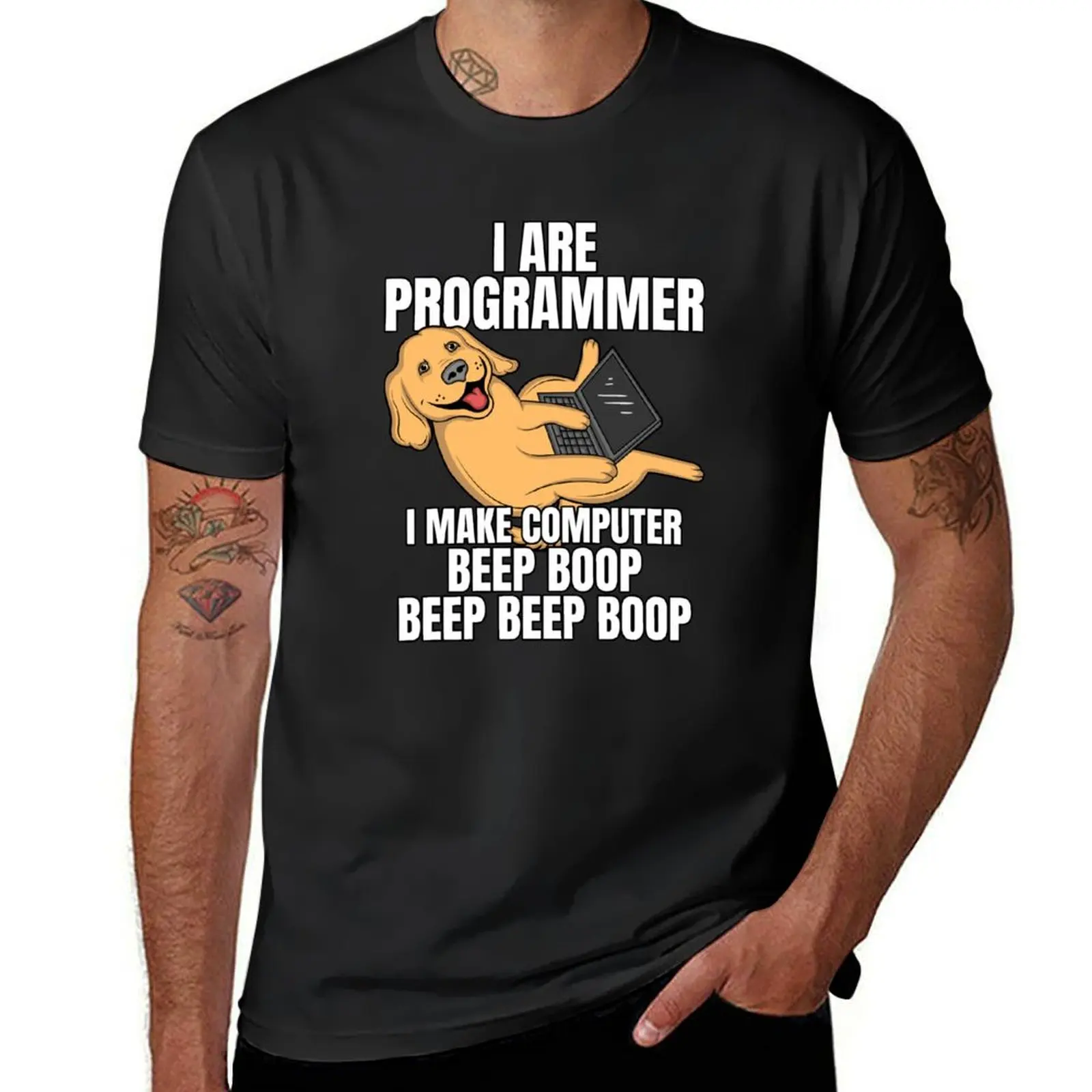 I Are Programmer Computer Beep Boop IT Dog T-Shirt Blouse summer top Aesthetic clothing Men's cotton t-shirt