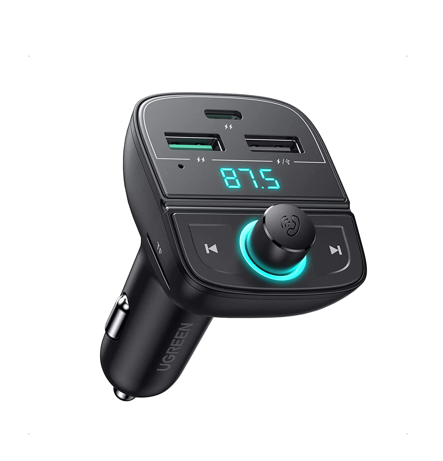 

UGREEN Car FM Transmitter Bluetooth Radio Adapter with 3 USB Ports QC/PD 3.0 Car Charger Supports Hands-free Calls