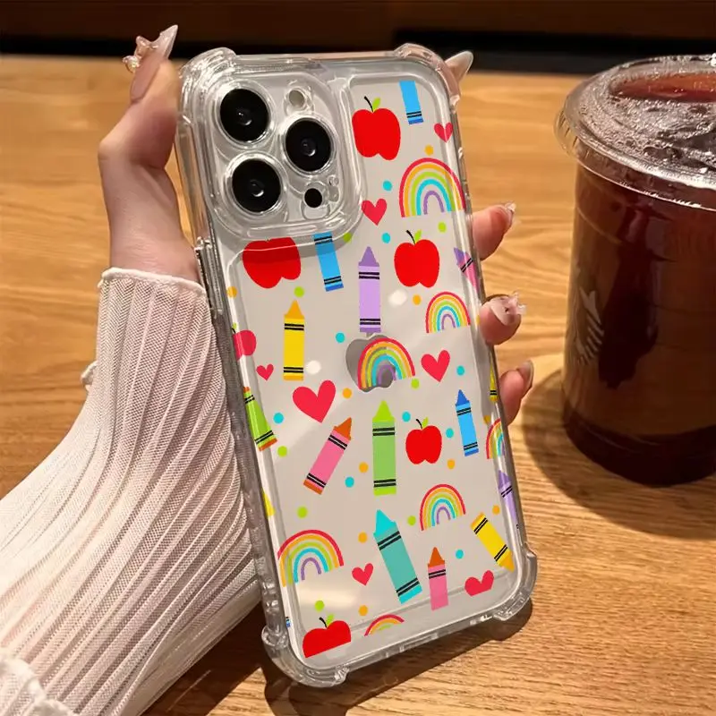 Shockproof Phone Case For Samsung Galaxy S24 S25 Ultra S23 S26 Plus A17 A27 A56 A55 A57 A37 A06 A07 Cartoon Crayon Heart Cover