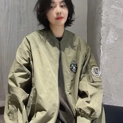 Jaqueta retrô americana para mulheres, roupa de casal solto, casaco americano, micro-ns, uniforme de beisebol, barato por atacado, moda