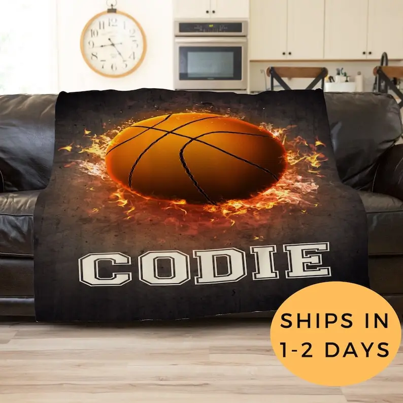 Basketball Blanket, Basketball Decorations, Basketball Coach, Graduation Gift Basketball, Basketball Customized, Man Cave Decor