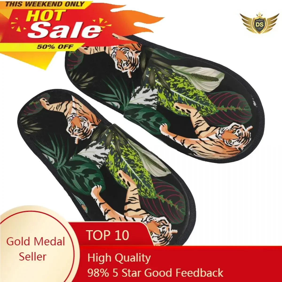 

Men Women Plush Indoor Slippers Tropical Walking Tiger Warm Soft Shoes Home Footwear Autumn Winter