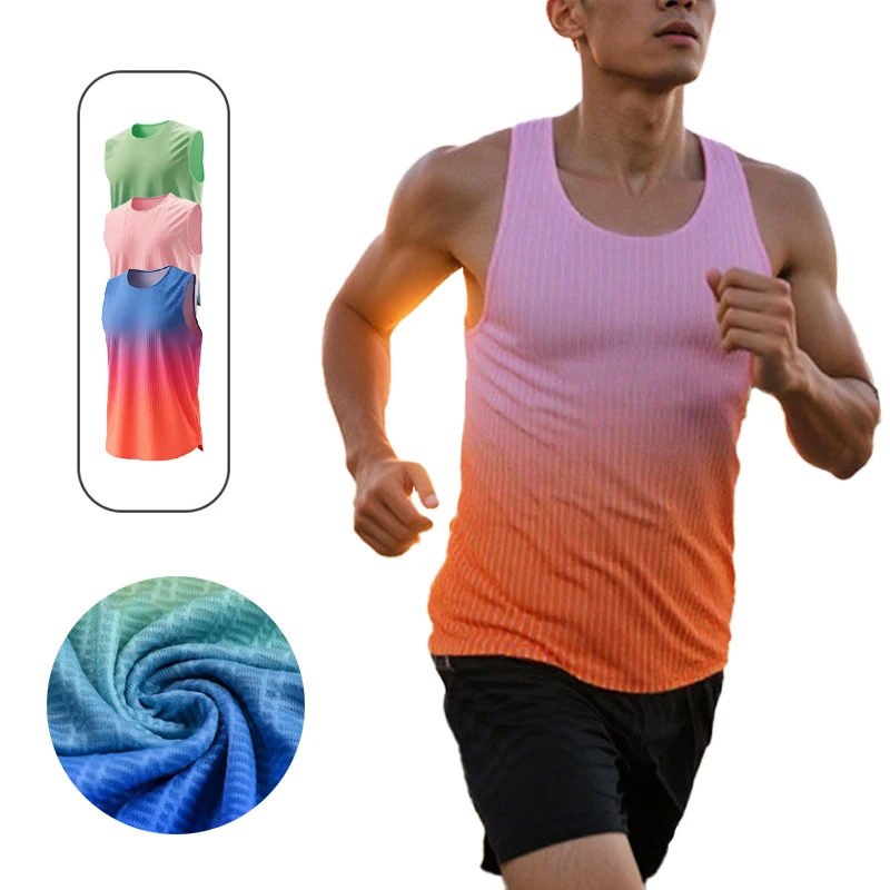 

(S-3XL)Mens Seamless Running Vest Quick Dry Breathable Singlet for Marathon Racing Sleeveless Shirt for Workout Training