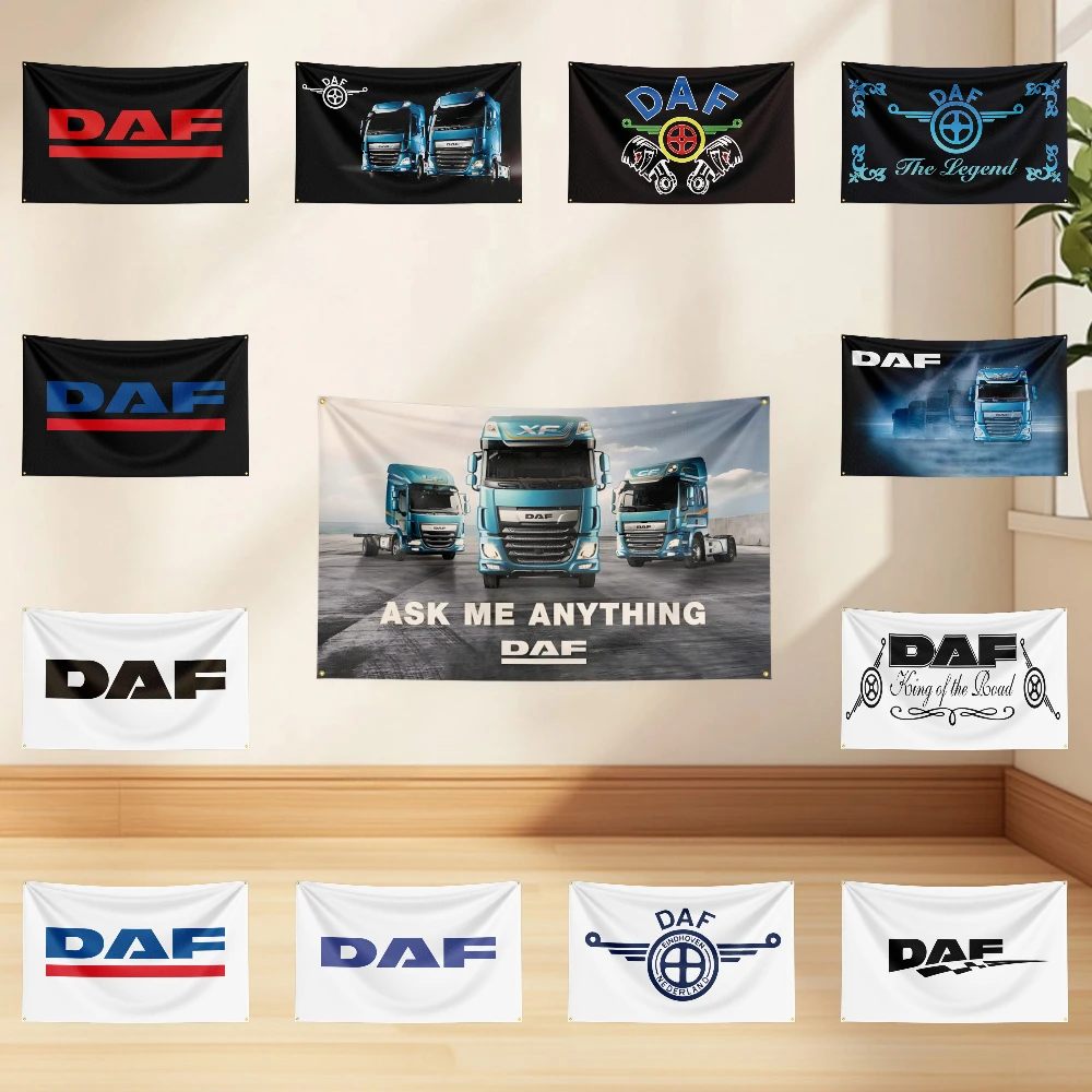 

3x5ft D-DAF Flag Professional Car Motorcycle Flag Polyester Digital Printing Cars Flagge Banner For Decoration Garage