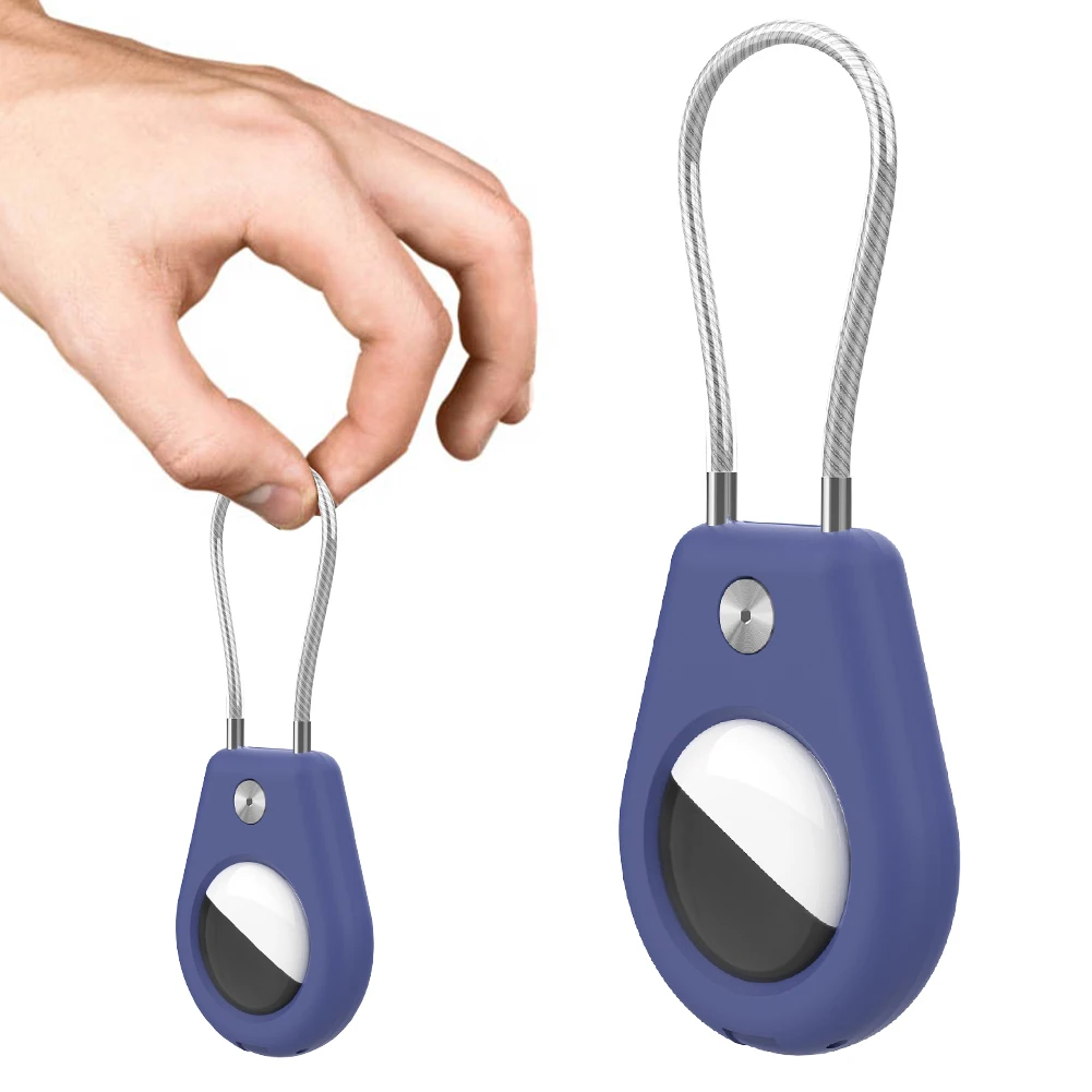 

for Apple AirTags Keychain Holder W/ Wire Cable & Raised Edges Anti-Lost Protective Case for Key Chain Key Ring Car Keys Luggage
