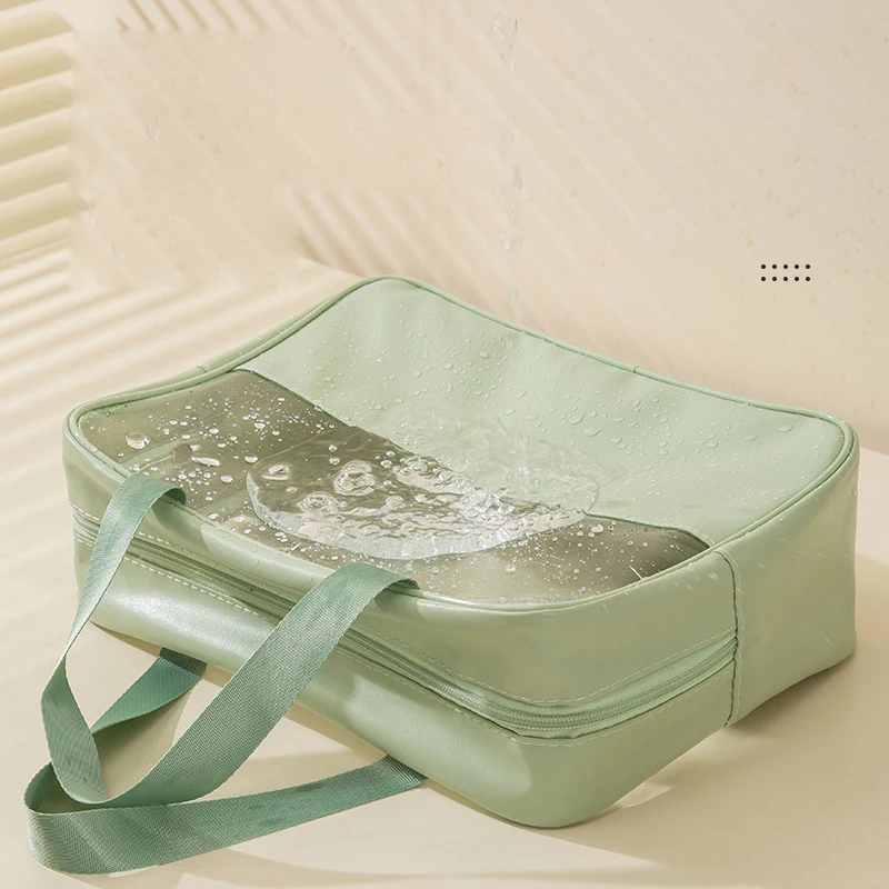 Nuova borsa per il trucco impermeabile impiombata verde borsa per il lavaggio portatile borsa per cosmetici di grande capacità custodia per il