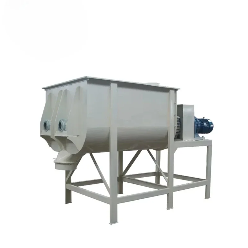 Misturador horizontal de correia de pó de hélice dupla para mistura de materiais eficiente, equipamentos de construção industrial