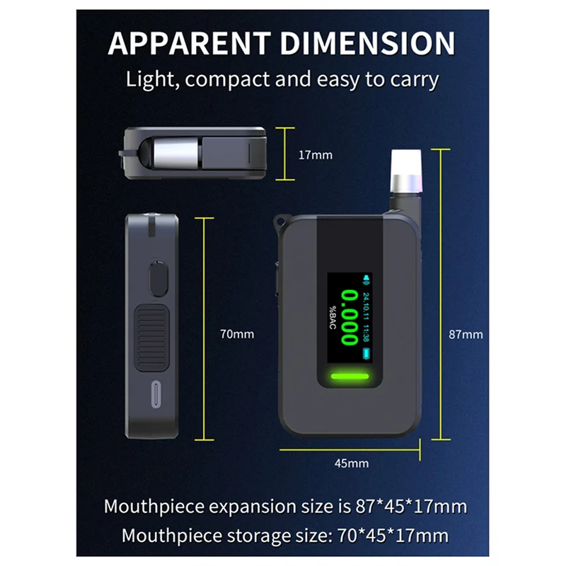Classy-New D1000 Portable Electrochemical Alcohol Tester Voice Report Blowing Drunk Driving Alcohol Tester Alcohol Meter