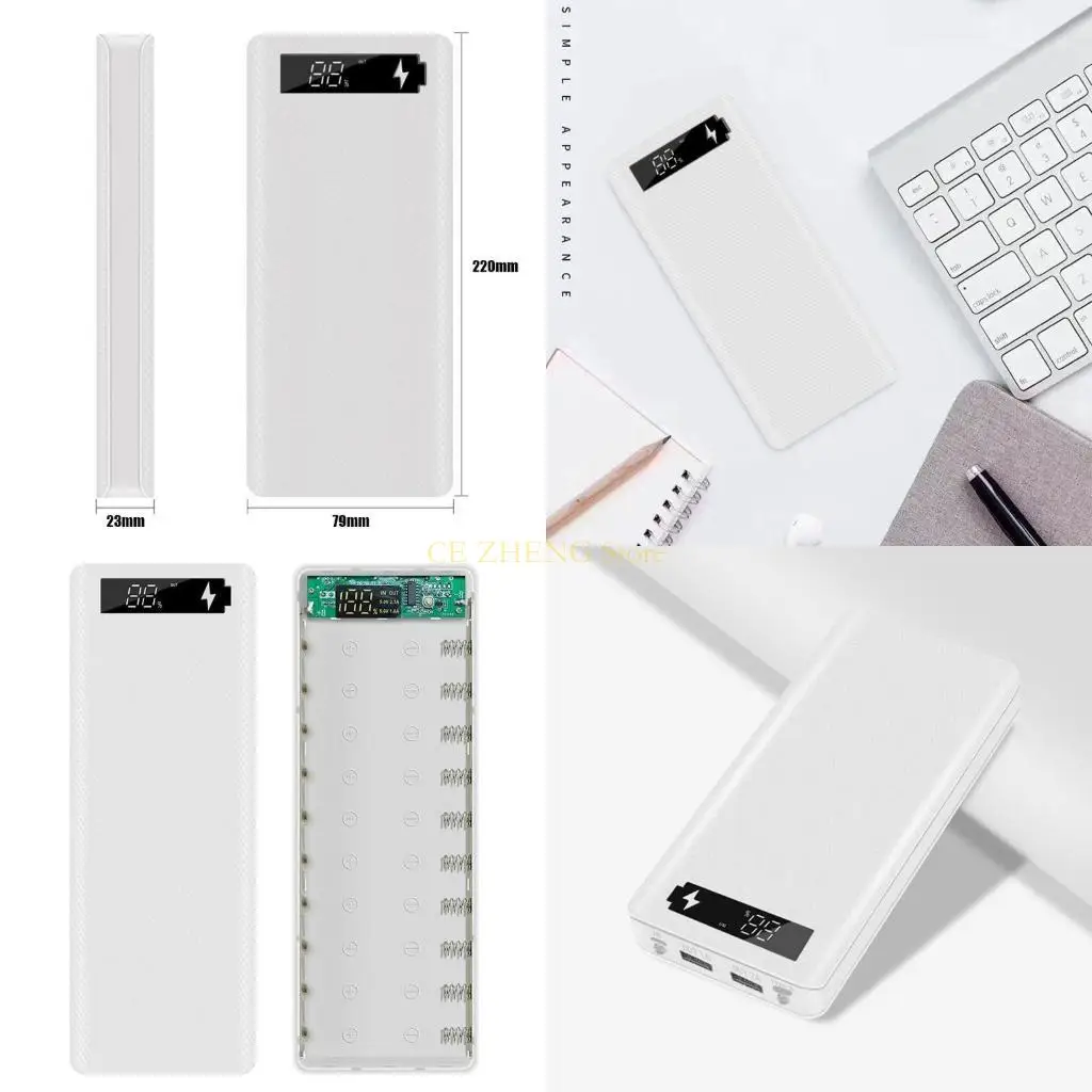 Exibição LCD E56B 10x 18650 Casa carregamento bateria Caixa alimentação alimentação Habitação