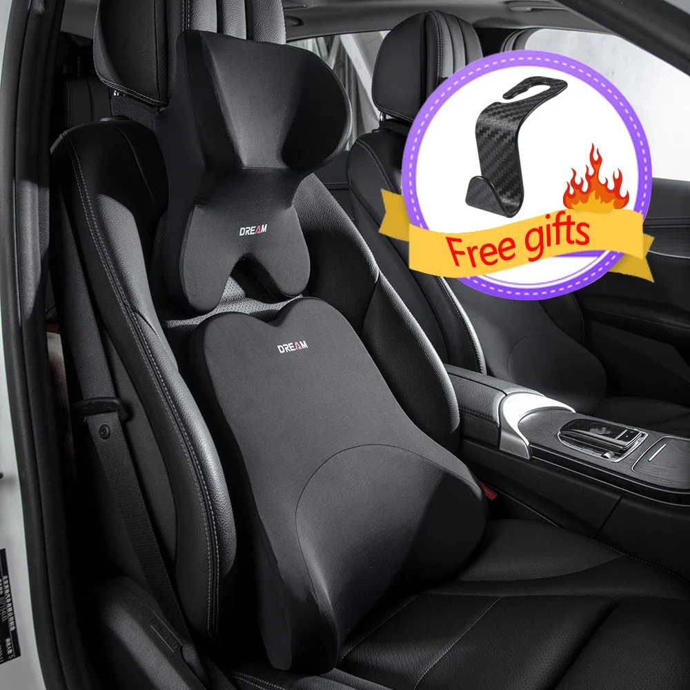 

Car Headrest Waist Pillow 3D Memory Foam Seat Support for Home Office Neck Rest Breathable Car Back Lumbar Cushion Accessorries