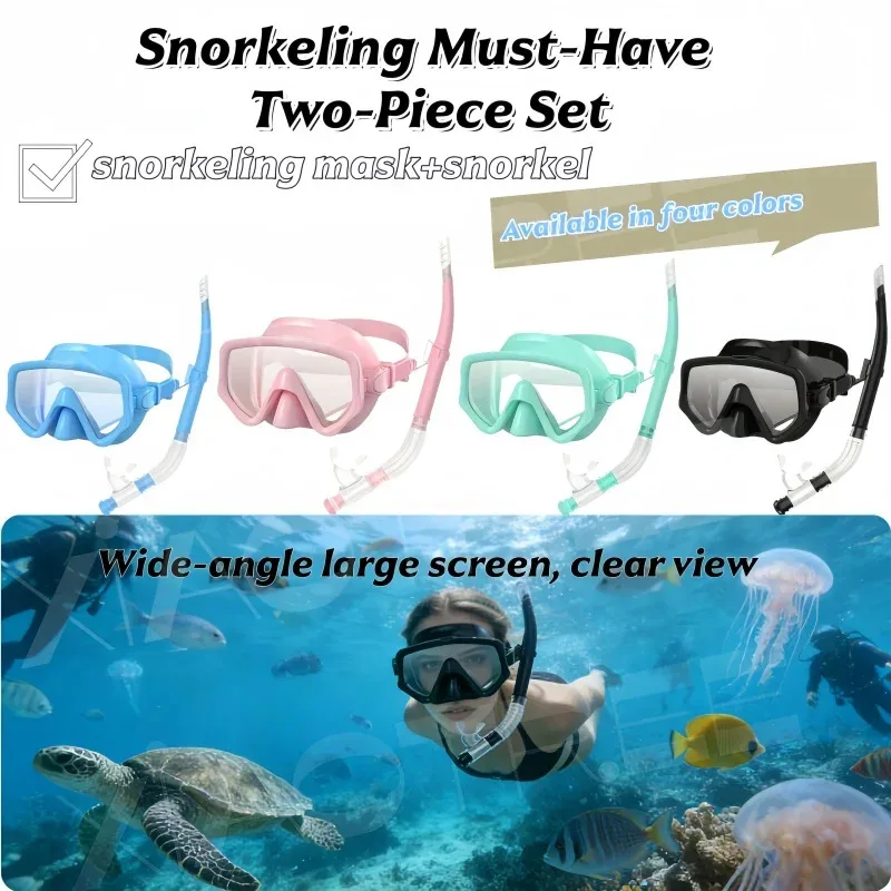 

2026 New Dry Snorkel Set Diving Mask For Adults Tempered Glass Professional Panoramic Snorkeling Gear Swimming Training
