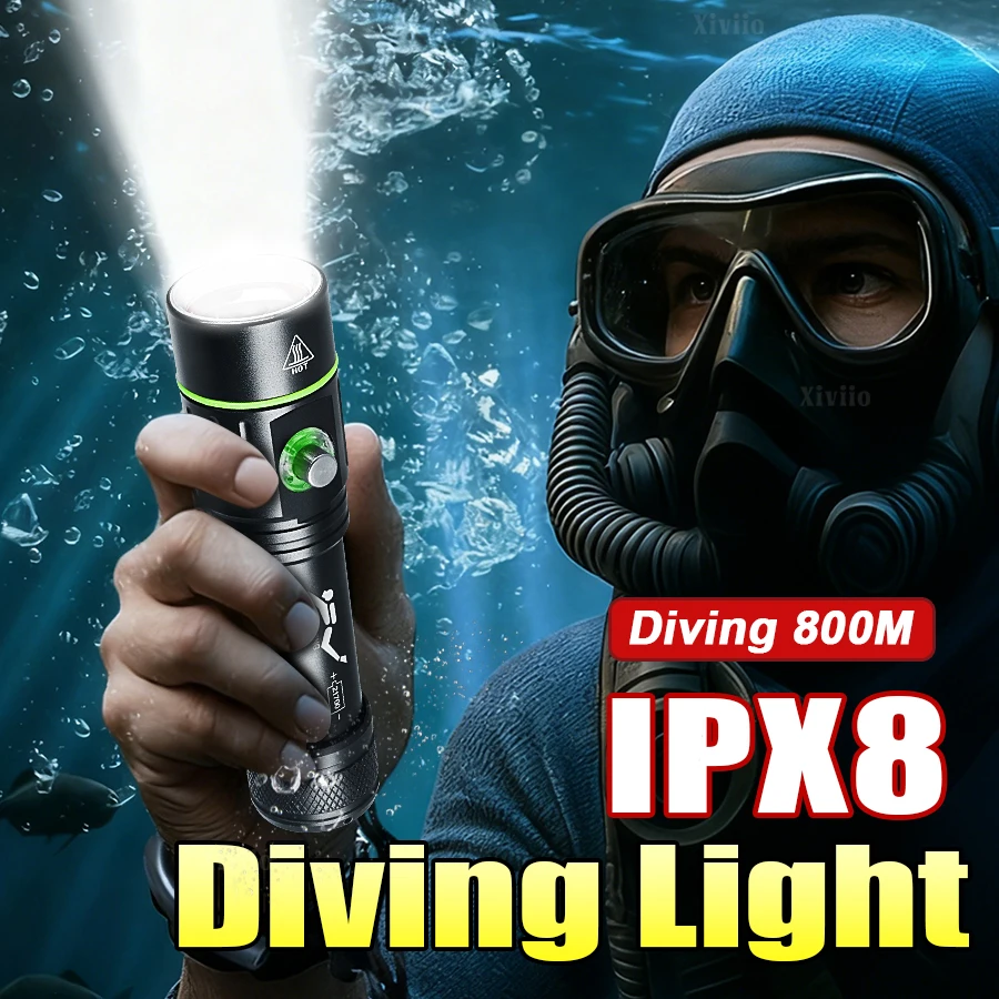 

Мощный подводный фонарь IPX8, водонепроницаемый профессиональный фонарь для дайвинга, портативный фонарь-лампа для подводного плавания, патрульный фонарь