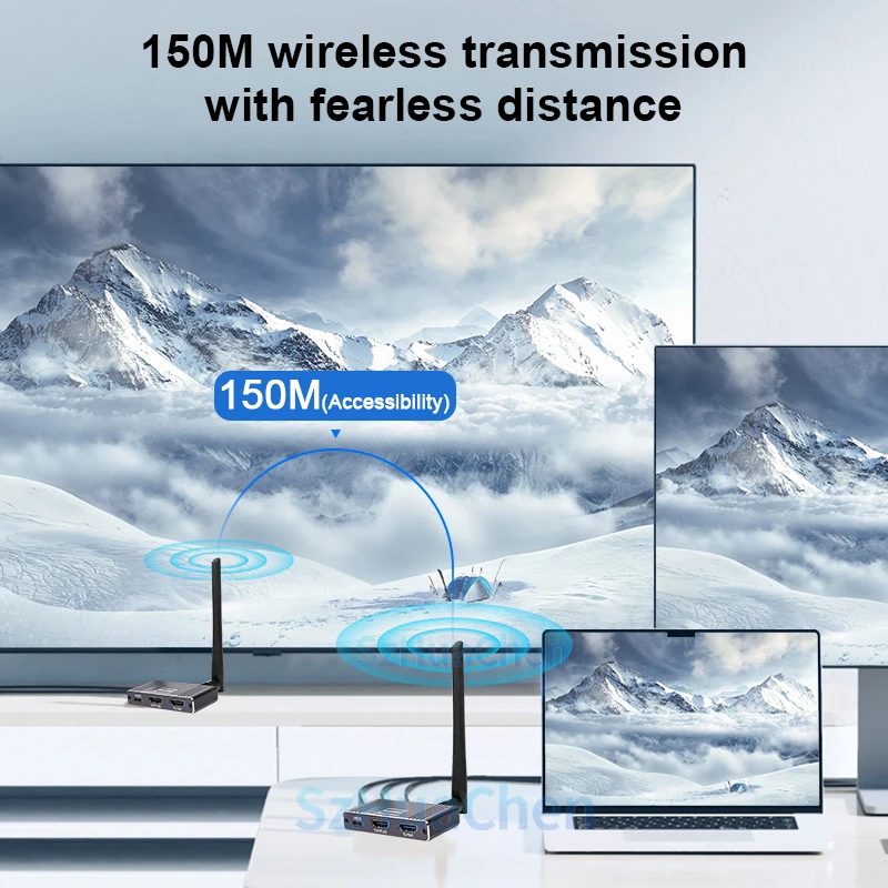 4K 200M HDMI KVM ไร้สาย HDMI USB KVM Extender เครื่องขยายสัญญาณเสียงและตัวรับสัญญาณ