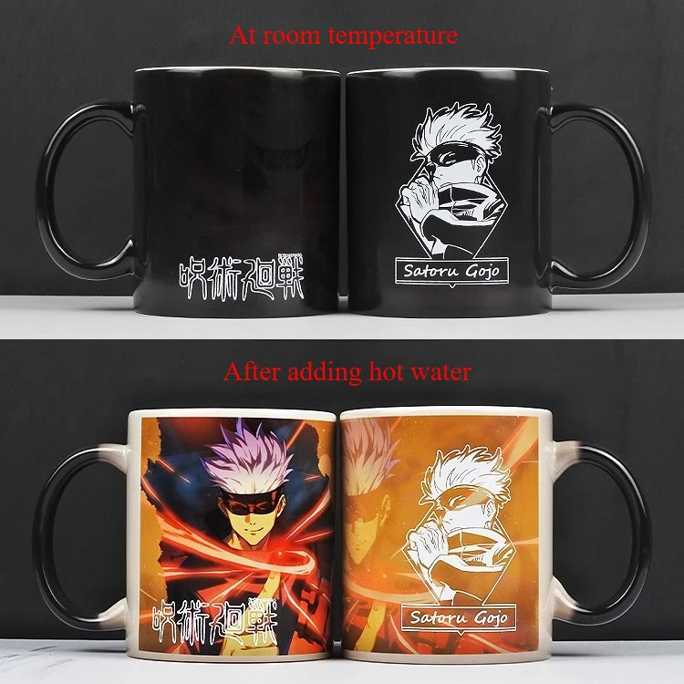 Jujutsu Kaisen taza de agua que cambia de Color Gojo Satoru Geto Suguru periféricos de animé lindo dibujos animados originalidad modelado taza de cerámica