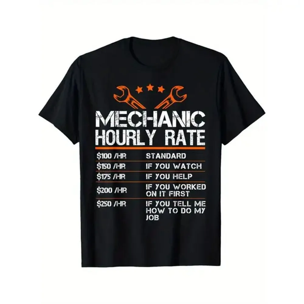 100% Cotton Golf Gift T-Shirt For Men and Women Funny Mechanic Hourly Rate Auto Repair Mechanic Labor Rates T-Shirt
