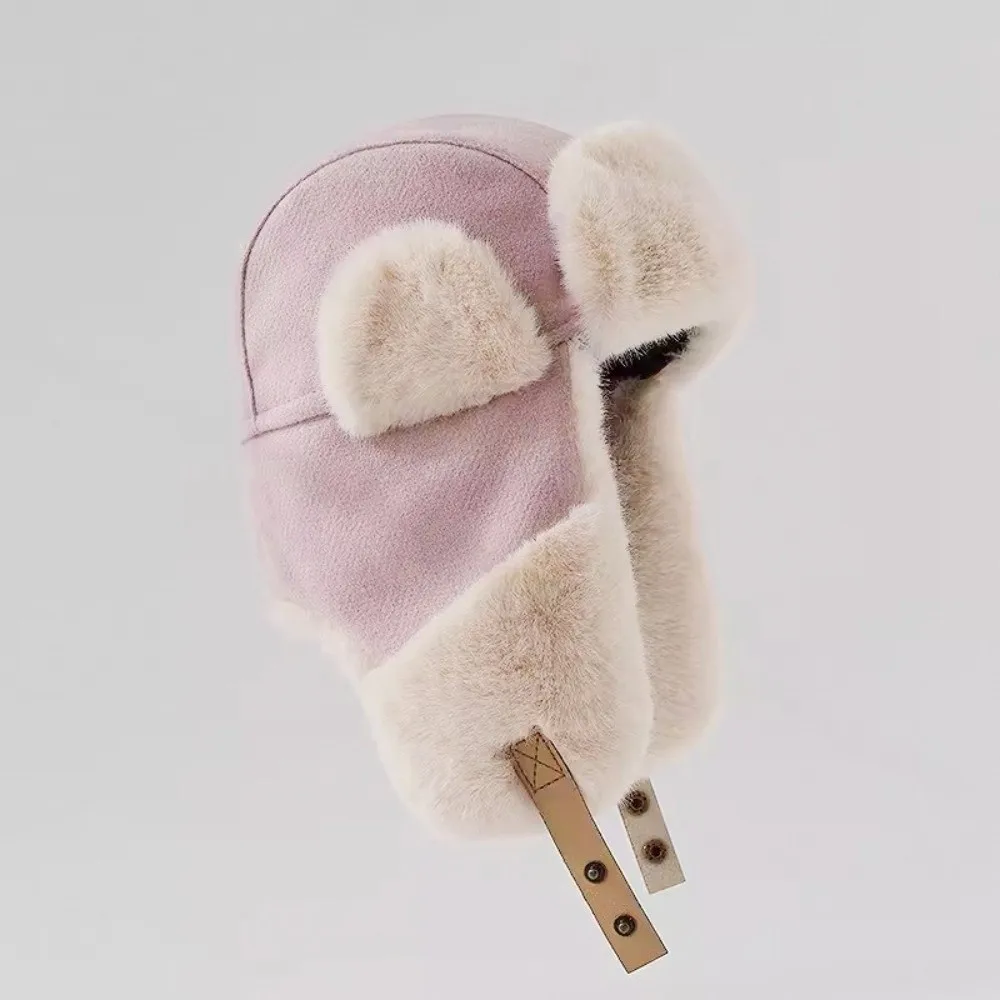 بسيطة الصوف الأذن قبعة واقية سميكة الدفء إيرفلاب قبعة الكورية نمط الشتاء حماية ليو فنغ قبعة ركوب الخيل