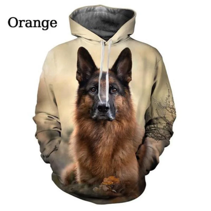 Fashion Cute German Shepherd Hoodie Funny Dog 3D Printed Long Sleeve Hooded Sweatshirt