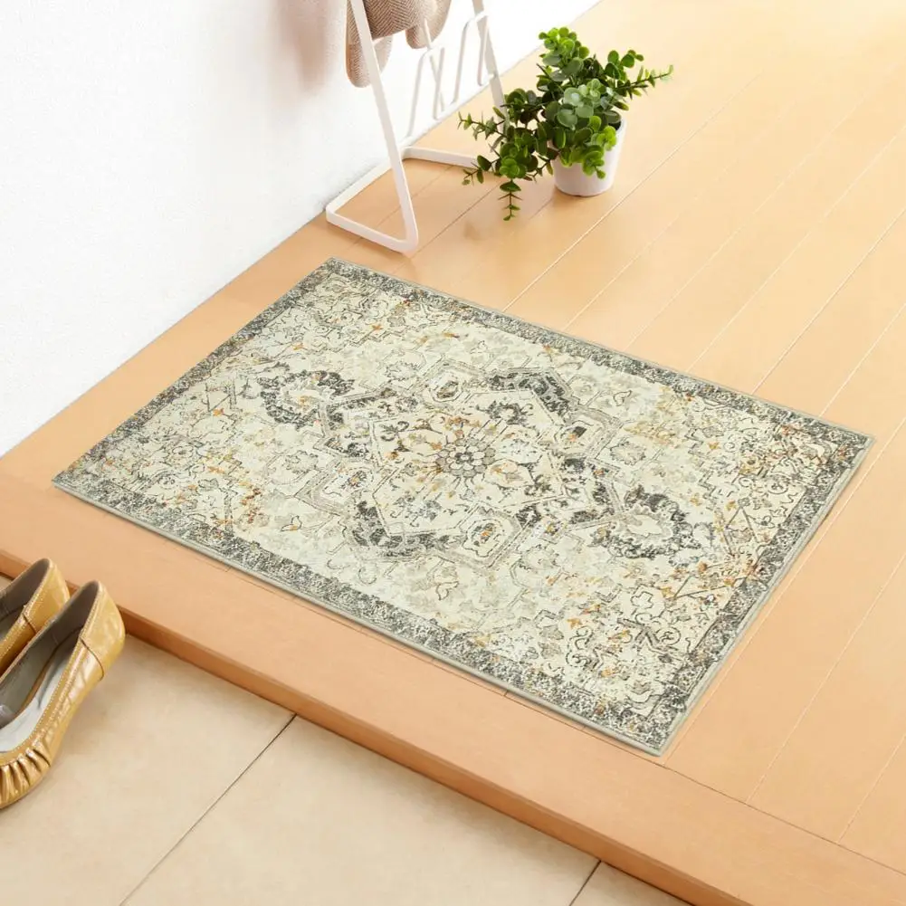 Anti-shedding Rug Classic Pattern Entrance Mat Vintage Persian Ethnic Style Non-slip Floor Mat for Bathroom Bedroom Decor