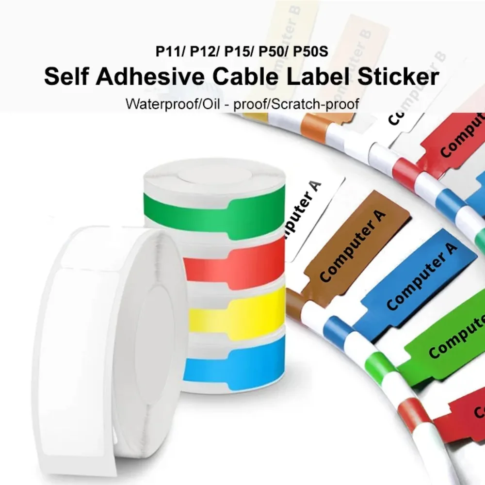 Marklife P15 Label Tape Paper Thermal Label Roll Cabel Network Waterproof Self-adhesive Sticker for P15 P12 P11 Label Maker
