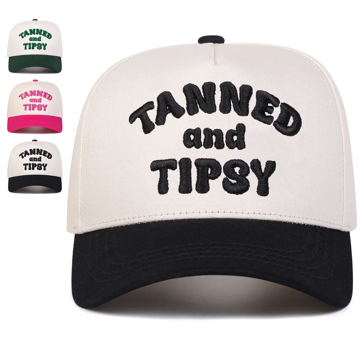 Unisex TANNED AND TIPSY Baseballkappen mit Buchstabenstickerei, Frühling und Herbst, für den Außenbereich, verstellbare Freizeithüte, Sonnenschutzhut, Sportkappe