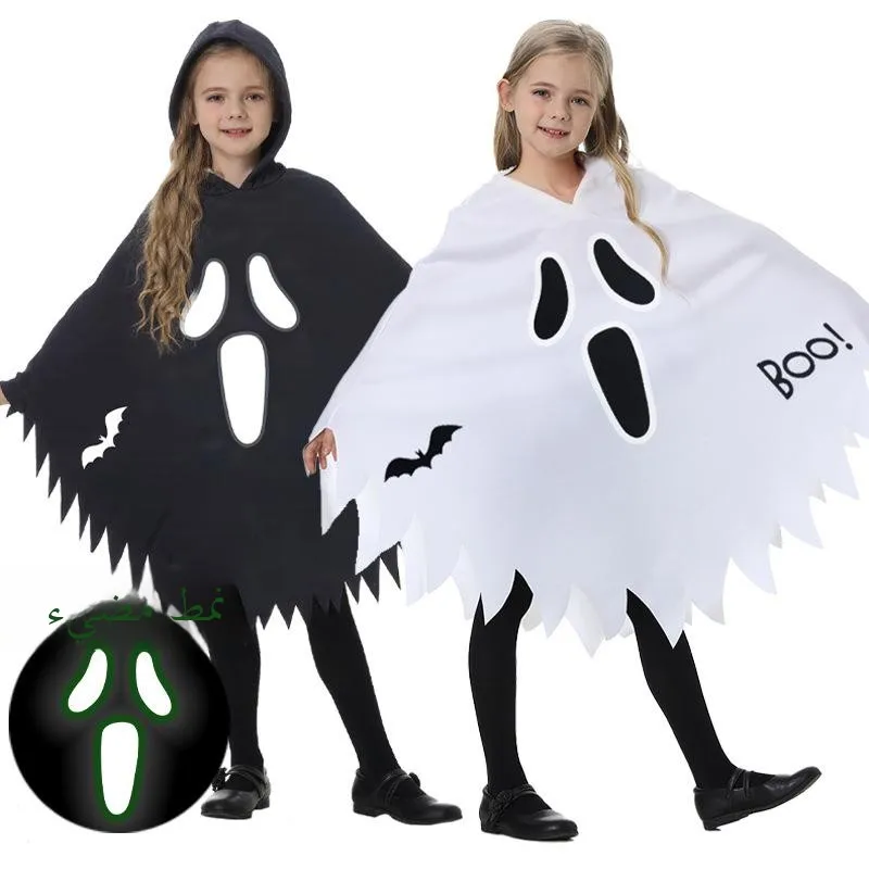 Halloween Kinderen Scr Afbeelding Ghost Mantel Gewaad Enge Heks Kostuum Accessoires voor Par Stage Performance Dames Faion