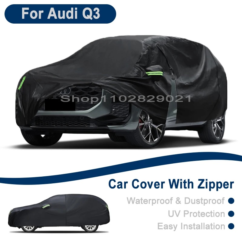 

Outdoor Full Vehicle Cover For Audi Q3 - Side Zipper Design, Waterproof Dustproof Sun Protection Car Cover