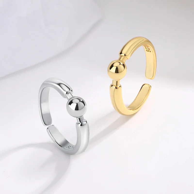 

925 Sterling Silver Round Ball Luxury Designer Jewelry Adjustable Woman Rings Wedding Accessories Wholesale Jewellery